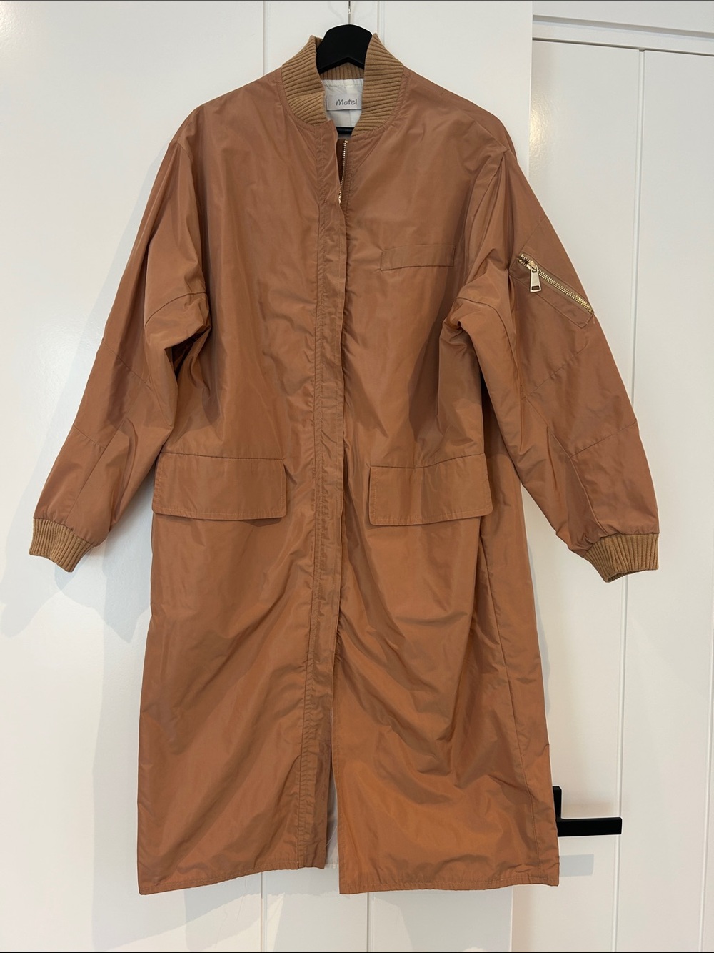 Motel Long Utility Jacket in Rust Brown